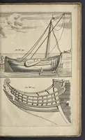 An illustration from De nederlandsche scheeps-bouw-konst open gestelt : vertoonende naar wat regel, of evenredenheyd, in Nederland meest alle scheepen werden gebouwd : mitsgaders masten, zeylen, ankers, en touwen, enz. daar aan gepast : soo suit de schriften van ouder, als jonger bouw-meesters, als ook by eygen ondervindinge, tot nut van alle jonge bouw-meesters en knechten, als ook uitreeders en liefhebbers van scheepen (1697)