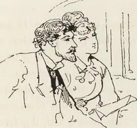 An illustration from La vie hors de chez soi (comédie de notre temps) l'hiver, le printemps, l'été, l'automne; études au crayon et à la plume (1876)