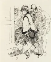 An illustration from La vie hors de chez soi (comédie de notre temps) l'hiver, le printemps, l'été, l'automne; études au crayon et à la plume (1876)