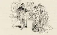 An illustration from La vie hors de chez soi (comédie de notre temps) l'hiver, le printemps, l'été, l'automne; études au crayon et à la plume (1876)