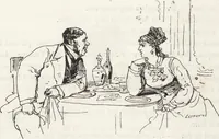 An illustration from La vie hors de chez soi (comédie de notre temps) l'hiver, le printemps, l'été, l'automne; études au crayon et à la plume (1876)