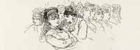 An illustration from La vie hors de chez soi (comédie de notre temps) l'hiver, le printemps, l'été, l'automne; études au crayon et à la plume (1876)