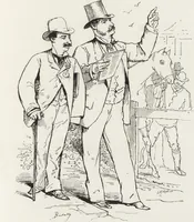 An illustration from La vie hors de chez soi (comédie de notre temps) l'hiver, le printemps, l'été, l'automne; études au crayon et à la plume (1876)