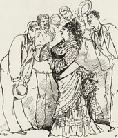 An illustration from La vie hors de chez soi (comédie de notre temps) l'hiver, le printemps, l'été, l'automne; études au crayon et à la plume (1876)