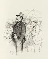 An illustration from La vie hors de chez soi (comédie de notre temps) l'hiver, le printemps, l'été, l'automne; études au crayon et à la plume (1876)