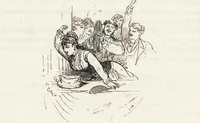 An illustration from La vie hors de chez soi (comédie de notre temps) l'hiver, le printemps, l'été, l'automne; études au crayon et à la plume (1876)