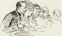 An illustration from La vie hors de chez soi (comédie de notre temps) l'hiver, le printemps, l'été, l'automne; études au crayon et à la plume (1876)