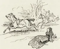 An illustration from La vie hors de chez soi (comédie de notre temps) l'hiver, le printemps, l'été, l'automne; études au crayon et à la plume (1876)