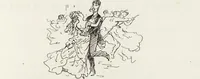 An illustration from La vie hors de chez soi (comédie de notre temps) l'hiver, le printemps, l'été, l'automne; études au crayon et à la plume (1876)