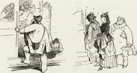 An illustration from La vie hors de chez soi (comédie de notre temps) l'hiver, le printemps, l'été, l'automne; études au crayon et à la plume (1876)