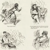 An illustration from La vie hors de chez soi (comédie de notre temps) l'hiver, le printemps, l'été, l'automne; études au crayon et à la plume (1876)