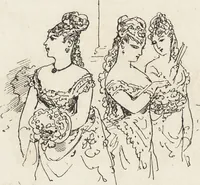 An illustration from La vie hors de chez soi (comédie de notre temps) l'hiver, le printemps, l'été, l'automne; études au crayon et à la plume (1876)