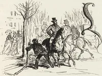An illustration from La vie hors de chez soi (comédie de notre temps) l'hiver, le printemps, l'été, l'automne; études au crayon et à la plume (1876)
