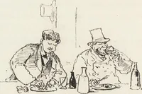 An illustration from La vie hors de chez soi (comédie de notre temps) l'hiver, le printemps, l'été, l'automne; études au crayon et à la plume (1876)