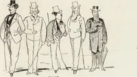 An illustration from La vie hors de chez soi (comédie de notre temps) l'hiver, le printemps, l'été, l'automne; études au crayon et à la plume (1876)