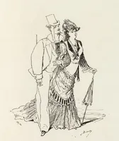 An illustration from La vie hors de chez soi (comédie de notre temps) l'hiver, le printemps, l'été, l'automne; études au crayon et à la plume (1876)