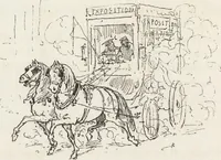 An illustration from La vie hors de chez soi (comédie de notre temps) l'hiver, le printemps, l'été, l'automne; études au crayon et à la plume (1876)