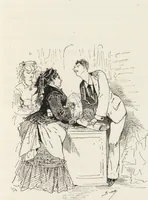 An illustration from La vie hors de chez soi (comédie de notre temps) l'hiver, le printemps, l'été, l'automne; études au crayon et à la plume (1876)