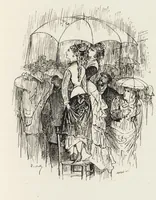 An illustration from La vie hors de chez soi (comédie de notre temps) l'hiver, le printemps, l'été, l'automne; études au crayon et à la plume (1876)