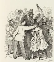 An illustration from La vie hors de chez soi (comédie de notre temps) l'hiver, le printemps, l'été, l'automne; études au crayon et à la plume (1876)