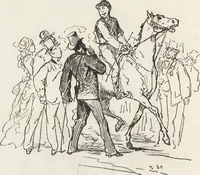 An illustration from La vie hors de chez soi (comédie de notre temps) l'hiver, le printemps, l'été, l'automne; études au crayon et à la plume (1876)