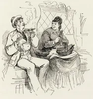 An illustration from La vie hors de chez soi (comédie de notre temps) l'hiver, le printemps, l'été, l'automne; études au crayon et à la plume (1876)