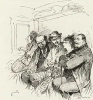 An illustration from La vie hors de chez soi (comédie de notre temps) l'hiver, le printemps, l'été, l'automne; études au crayon et à la plume (1876)