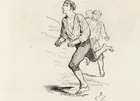 An illustration from La vie hors de chez soi (comédie de notre temps) l'hiver, le printemps, l'été, l'automne; études au crayon et à la plume (1876)
