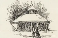 An illustration from La vie hors de chez soi (comédie de notre temps) l'hiver, le printemps, l'été, l'automne; études au crayon et à la plume (1876)