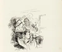 An illustration from La vie hors de chez soi (comédie de notre temps) l'hiver, le printemps, l'été, l'automne; études au crayon et à la plume (1876)