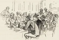 An illustration from La vie hors de chez soi (comédie de notre temps) l'hiver, le printemps, l'été, l'automne; études au crayon et à la plume (1876)