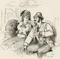 An illustration from La vie hors de chez soi (comédie de notre temps) l'hiver, le printemps, l'été, l'automne; études au crayon et à la plume (1876)