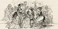 An illustration from La vie hors de chez soi (comédie de notre temps) l'hiver, le printemps, l'été, l'automne; études au crayon et à la plume (1876)