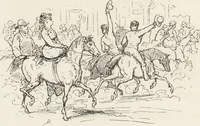 An illustration from La vie hors de chez soi (comédie de notre temps) l'hiver, le printemps, l'été, l'automne; études au crayon et à la plume (1876)