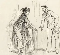 An illustration from La vie hors de chez soi (comédie de notre temps) l'hiver, le printemps, l'été, l'automne; études au crayon et à la plume (1876)