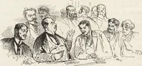 An illustration from La vie hors de chez soi (comédie de notre temps) l'hiver, le printemps, l'été, l'automne; études au crayon et à la plume (1876)