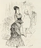 An illustration from La vie hors de chez soi (comédie de notre temps) l'hiver, le printemps, l'été, l'automne; études au crayon et à la plume (1876)