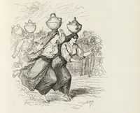 An illustration from La vie hors de chez soi (comédie de notre temps) l'hiver, le printemps, l'été, l'automne; études au crayon et à la plume (1876)