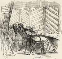An illustration from La vie hors de chez soi (comédie de notre temps) l'hiver, le printemps, l'été, l'automne; études au crayon et à la plume (1876)