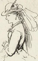 An illustration from La vie hors de chez soi (comédie de notre temps) l'hiver, le printemps, l'été, l'automne; études au crayon et à la plume (1876)
