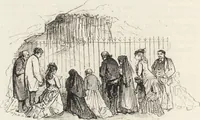 An illustration from La vie hors de chez soi (comédie de notre temps) l'hiver, le printemps, l'été, l'automne; études au crayon et à la plume (1876)