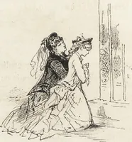 An illustration from La vie hors de chez soi (comédie de notre temps) l'hiver, le printemps, l'été, l'automne; études au crayon et à la plume (1876)