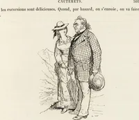 An illustration from La vie hors de chez soi (comédie de notre temps) l'hiver, le printemps, l'été, l'automne; études au crayon et à la plume (1876)