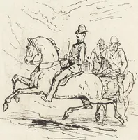 An illustration from La vie hors de chez soi (comédie de notre temps) l'hiver, le printemps, l'été, l'automne; études au crayon et à la plume (1876)