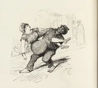 An illustration from La vie hors de chez soi (comédie de notre temps) l'hiver, le printemps, l'été, l'automne; études au crayon et à la plume (1876)