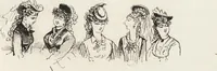 An illustration from La vie hors de chez soi (comédie de notre temps) l'hiver, le printemps, l'été, l'automne; études au crayon et à la plume (1876)