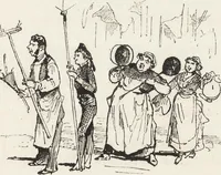 An illustration from La vie hors de chez soi (comédie de notre temps) l'hiver, le printemps, l'été, l'automne; études au crayon et à la plume (1876)