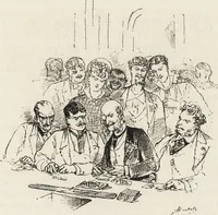 An illustration from La vie hors de chez soi (comédie de notre temps) l'hiver, le printemps, l'été, l'automne; études au crayon et à la plume (1876)