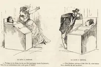 An illustration from La vie hors de chez soi (comédie de notre temps) l'hiver, le printemps, l'été, l'automne; études au crayon et à la plume (1876)