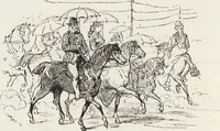An illustration from La vie hors de chez soi (comédie de notre temps) l'hiver, le printemps, l'été, l'automne; études au crayon et à la plume (1876)